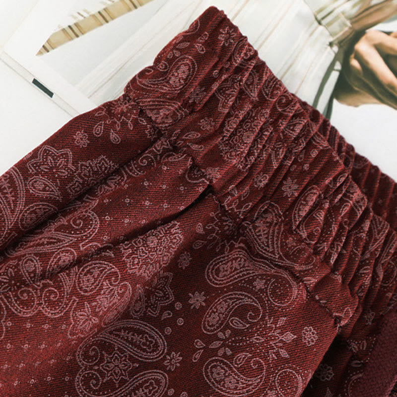 Casual Floral Pattern Polyester Women's Wide Leg Pants With Pockets