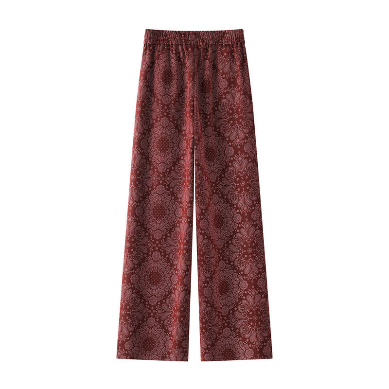 Casual Floral Pattern Polyester Women's Wide Leg Pants With Pockets