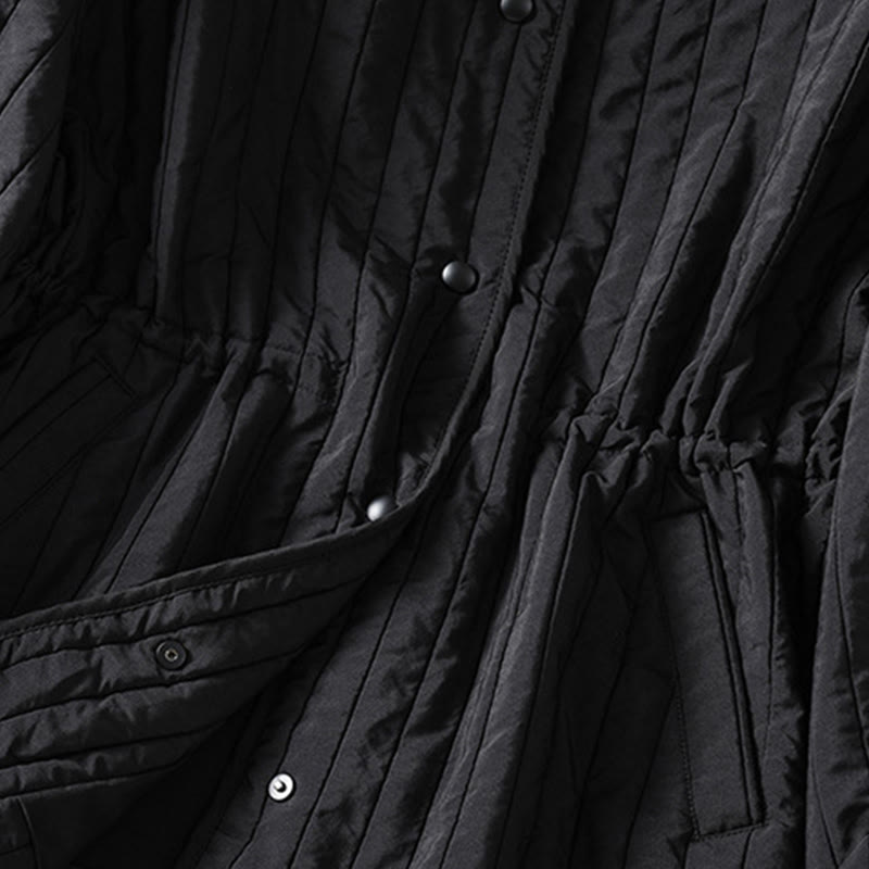 Women's Plain Crew Neck Drawstring Design Long Sleeve Cotton Jacket With Pocket