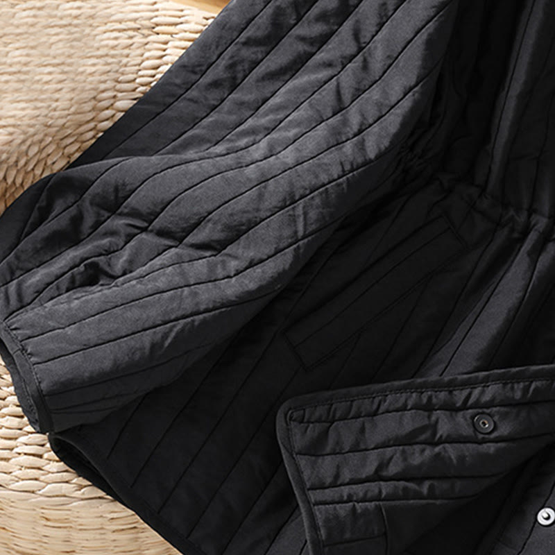 Women's Plain Crew Neck Drawstring Design Long Sleeve Cotton Jacket With Pocket