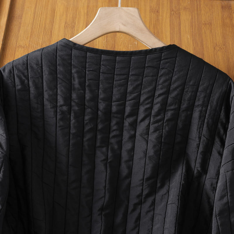 Women's Plain Crew Neck Drawstring Design Long Sleeve Cotton Jacket With Pocket