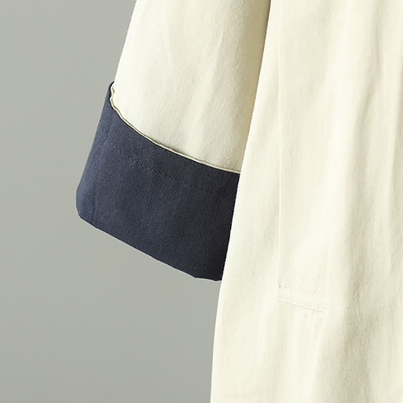 Breathable Cotton Buttoned Lapel Grounding Women's Coat