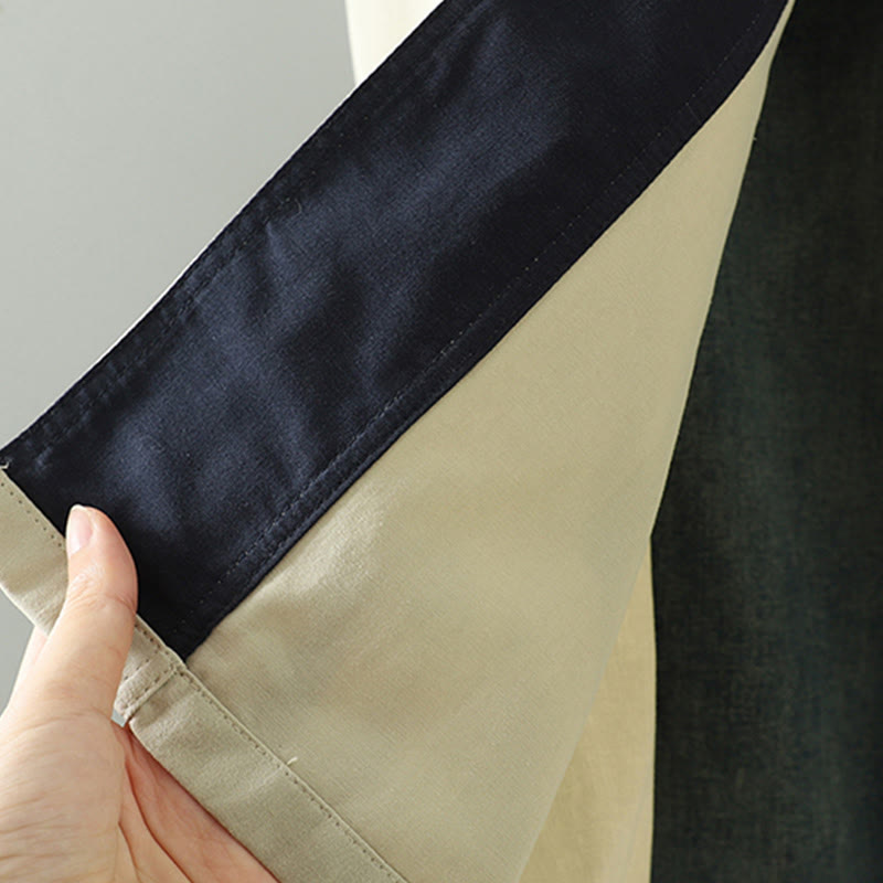 Breathable Cotton Buttoned Lapel Grounding Women's Coat