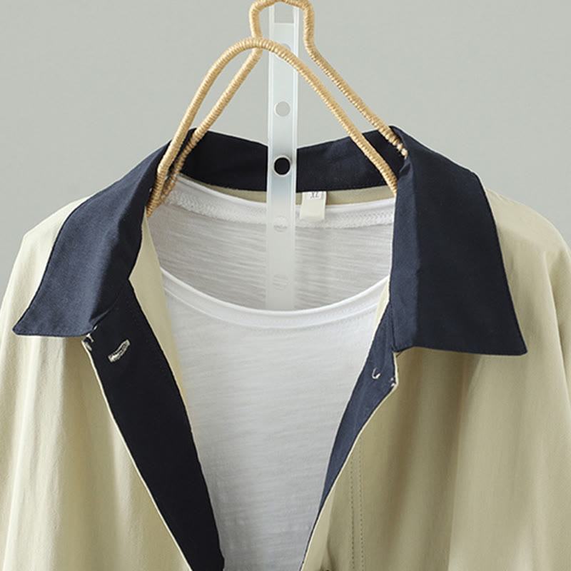 Breathable Cotton Buttoned Lapel Grounding Women's Coat