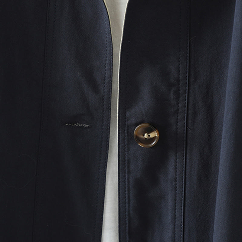 Breathable Cotton Buttoned Lapel Grounding Women's Coat