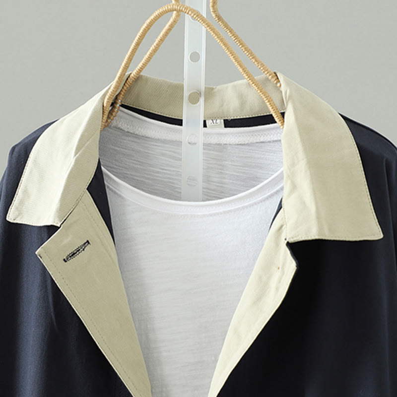 Breathable Cotton Buttoned Lapel Grounding Women's Coat