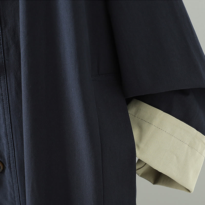 Breathable Cotton Buttoned Lapel Grounding Women's Coat