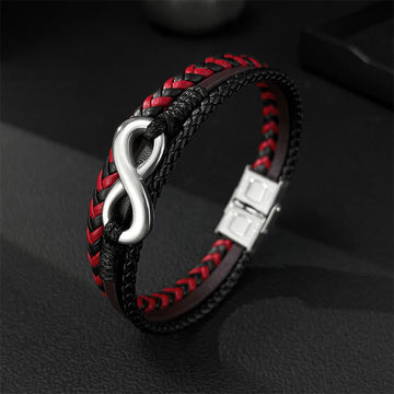 Titanium Steel and Braided Three-Layer Leather Balance Bracelet