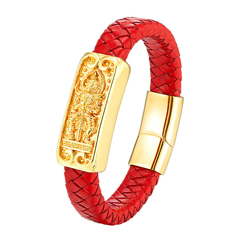 Minimalist Buddha Symbol Titanium Steel and Leather Strengthened Bracelet