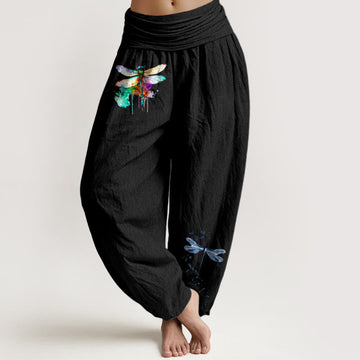 Pure Cotton Dragonfly Watercolor Mindful Movement Harem Pants