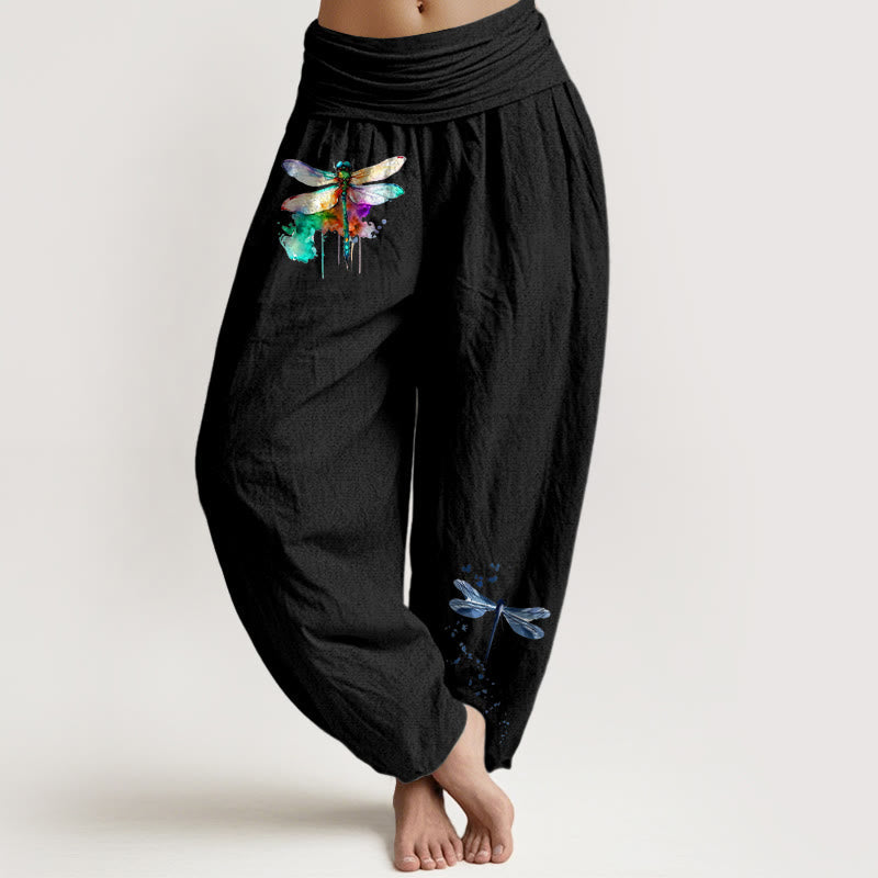 Pure Cotton Dragonfly Watercolor Mindful Movement Harem Pants