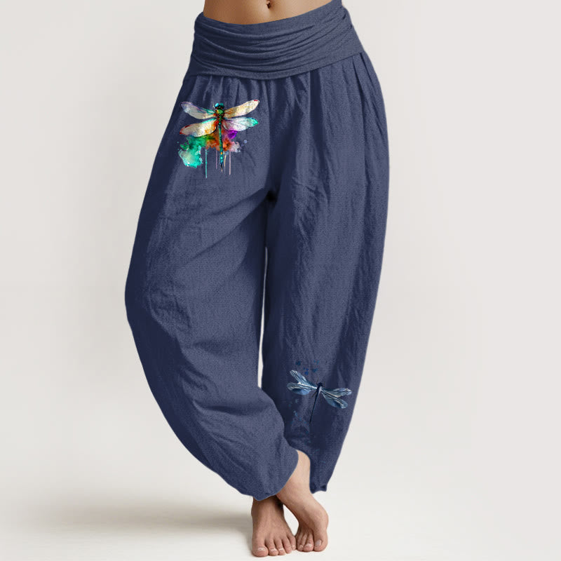 Pure Cotton Dragonfly Watercolor Mindful Movement Harem Pants