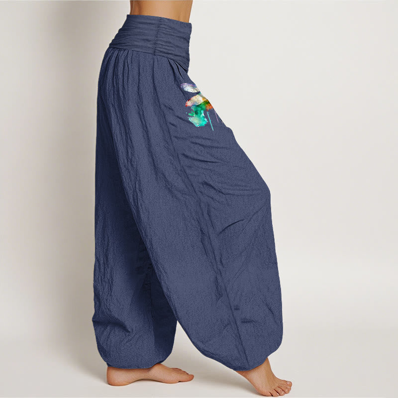 Pure Cotton Dragonfly Watercolor Mindful Movement Harem Pants