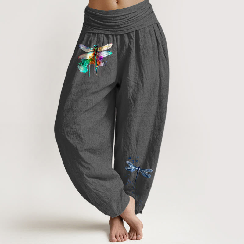 Pure Cotton Dragonfly Watercolor Mindful Movement Harem Pants