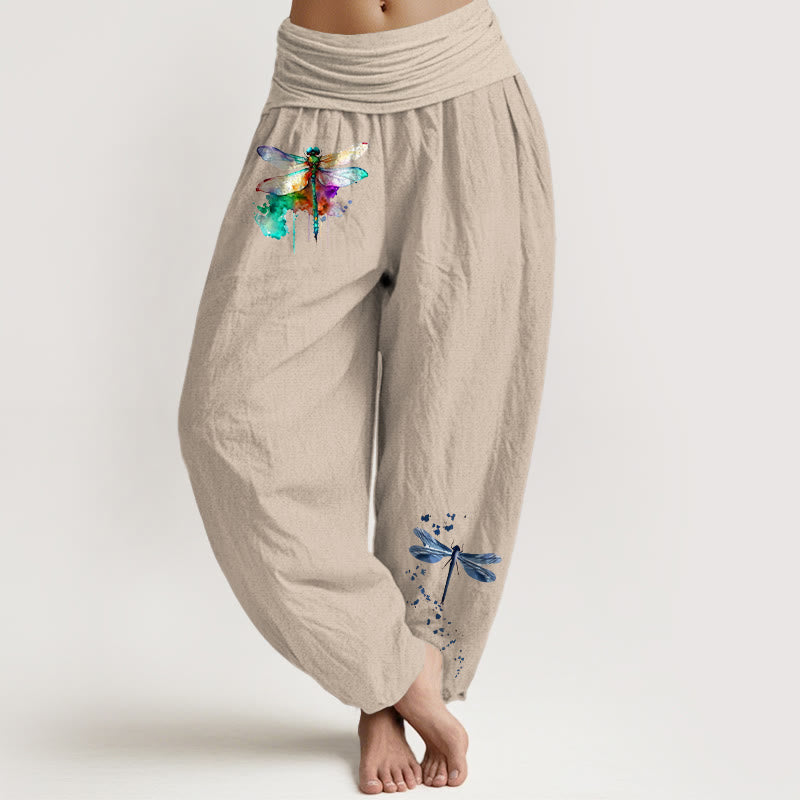 Pure Cotton Dragonfly Watercolor Mindful Movement Harem Pants