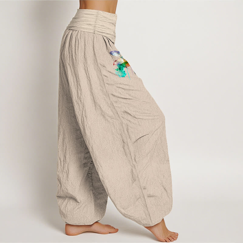 Pure Cotton Dragonfly Watercolor Mindful Movement Harem Pants