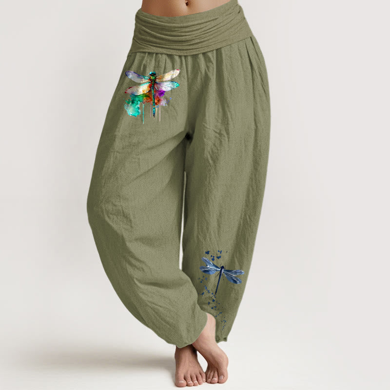 Pure Cotton Dragonfly Watercolor Mindful Movement Harem Pants