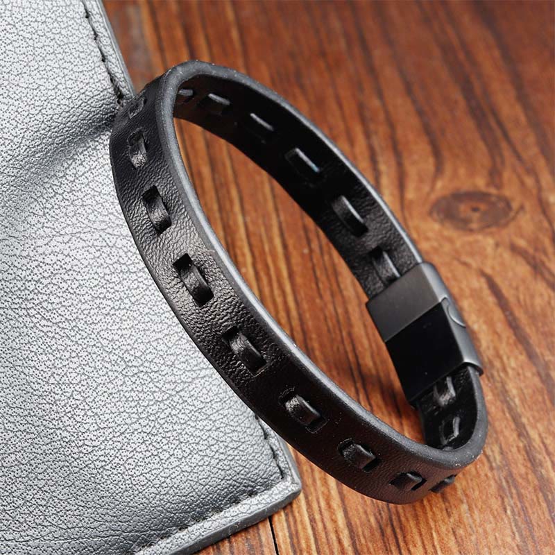 Titanium Steel Buckle Multilayered Braided Leather Calm Bracelet