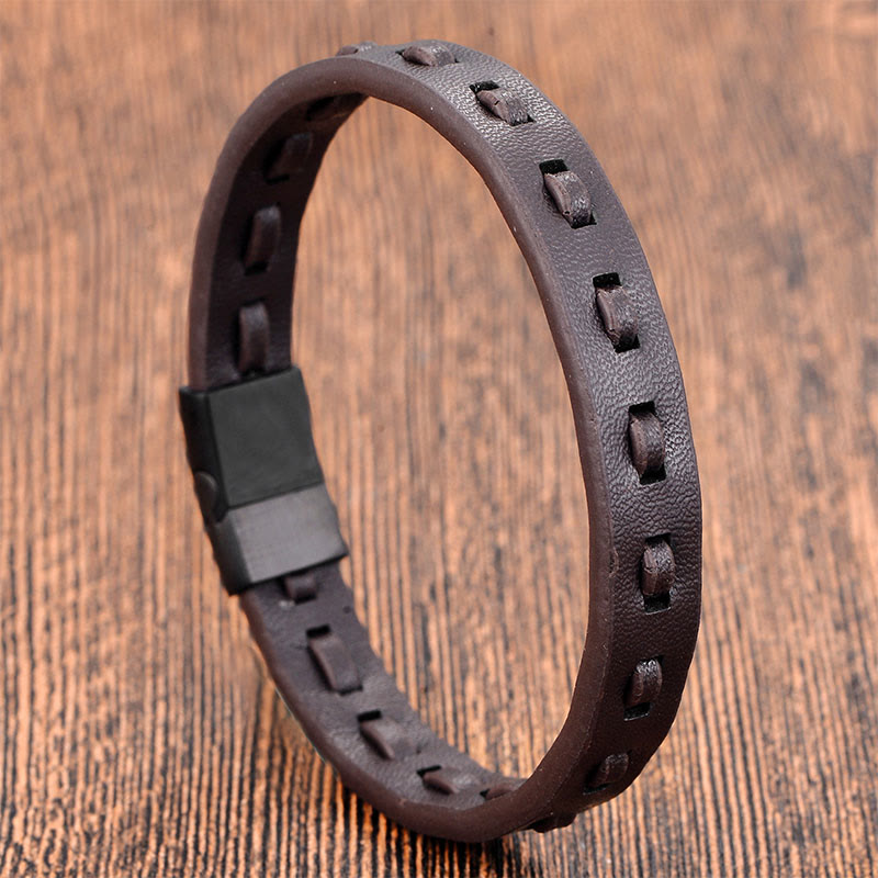 Titanium Steel Buckle Multilayered Braided Leather Calm Bracelet