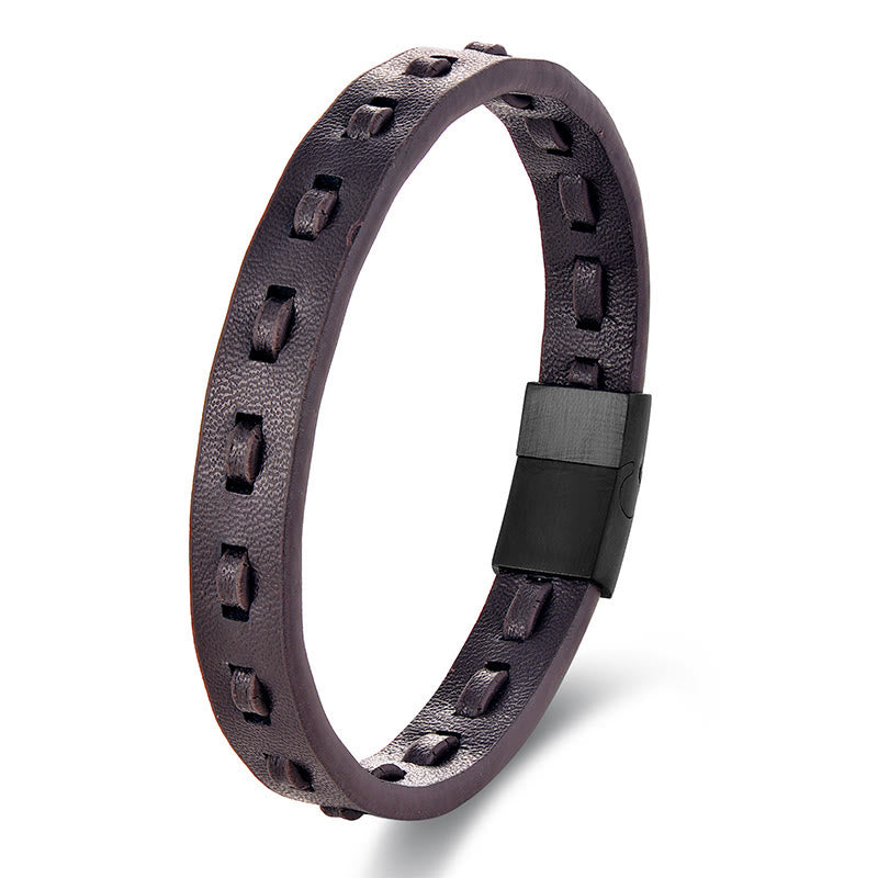 Titanium Steel Buckle Multilayered Braided Leather Calm Bracelet