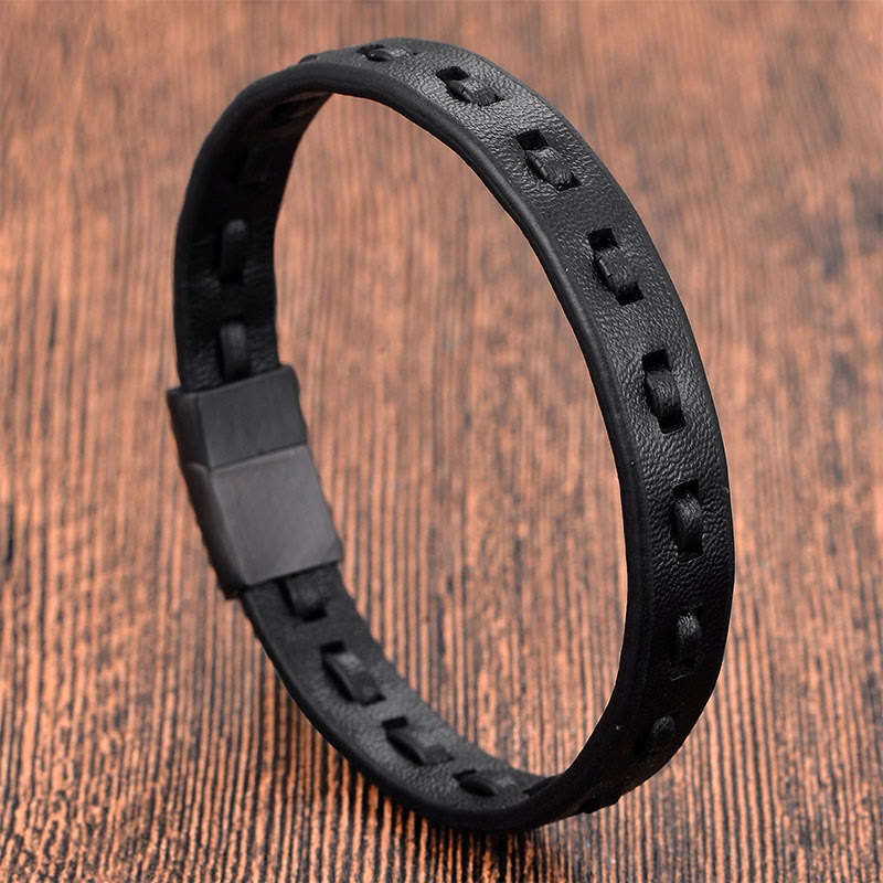 Titanium Steel Buckle Multilayered Braided Leather Calm Bracelet