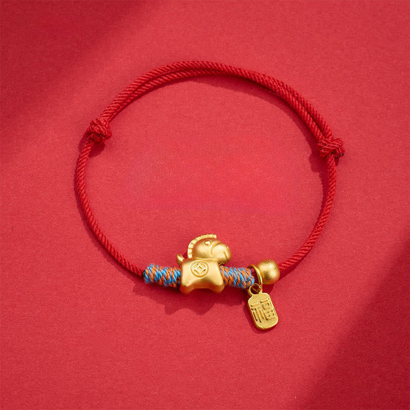Year Of The Horse Fu Character Handwoven String Luck Connection Bracelet