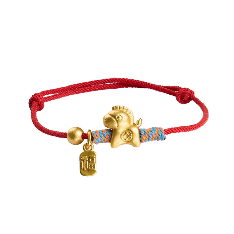 Year Of The Horse Fu Character Handwoven String Luck Connection Bracelet