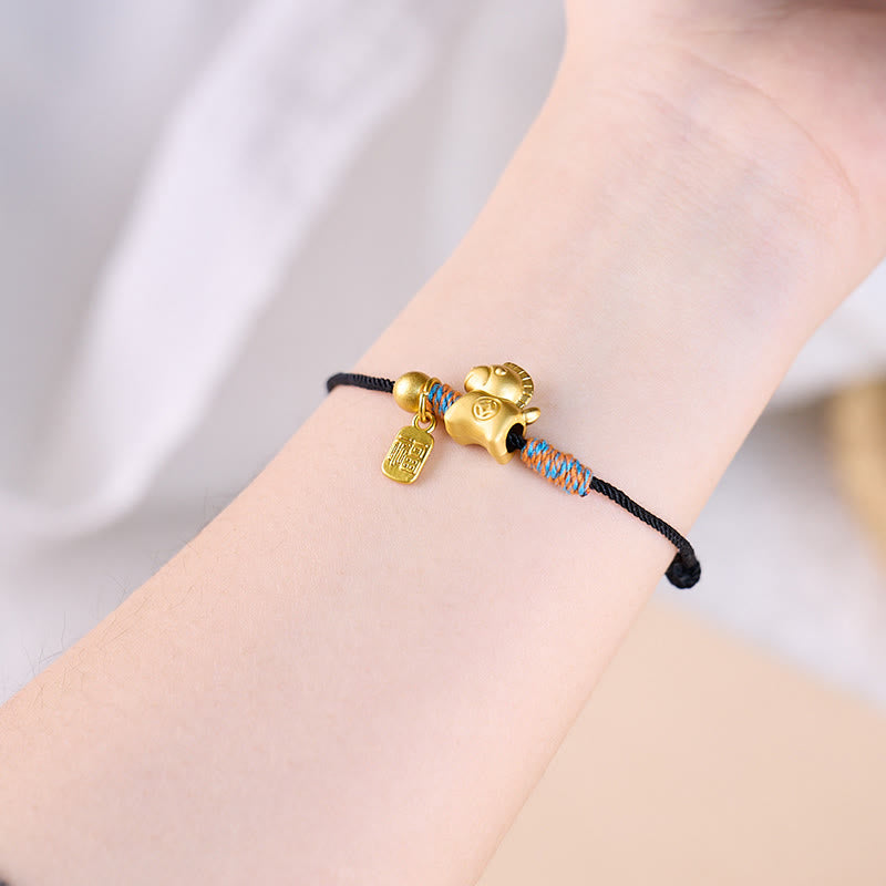 Year Of The Horse Fu Character Handwoven String Luck Connection Bracelet