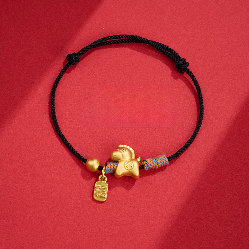 Year Of The Horse Fu Character Handwoven String Luck Connection Bracelet