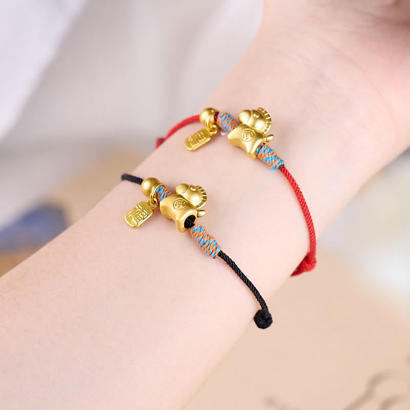 Year Of The Horse Fu Character Handwoven String Luck Connection Bracelet