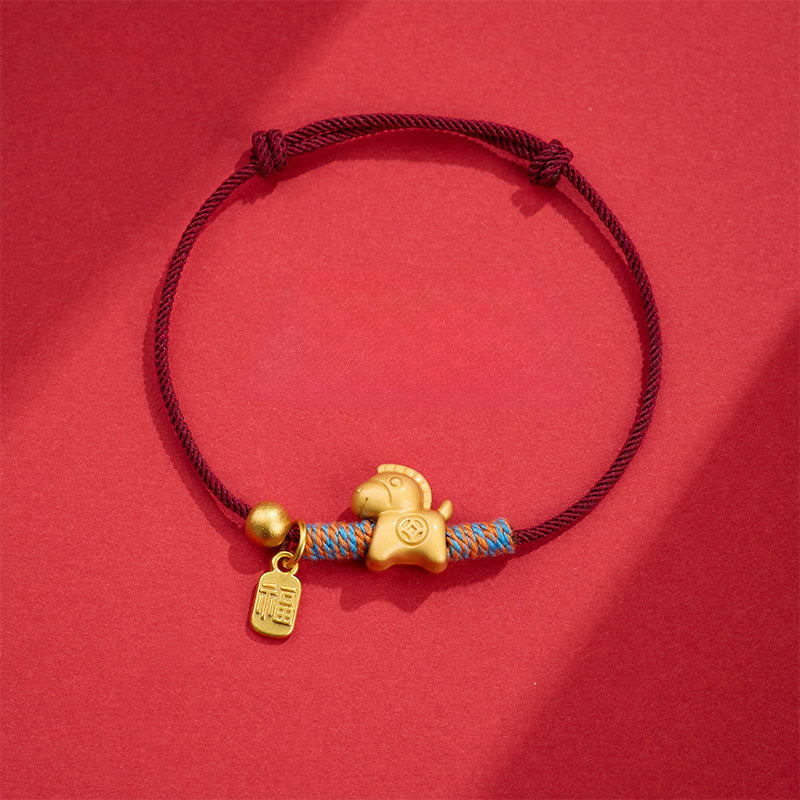 Year Of The Horse Fu Character Handwoven String Luck Connection Bracelet