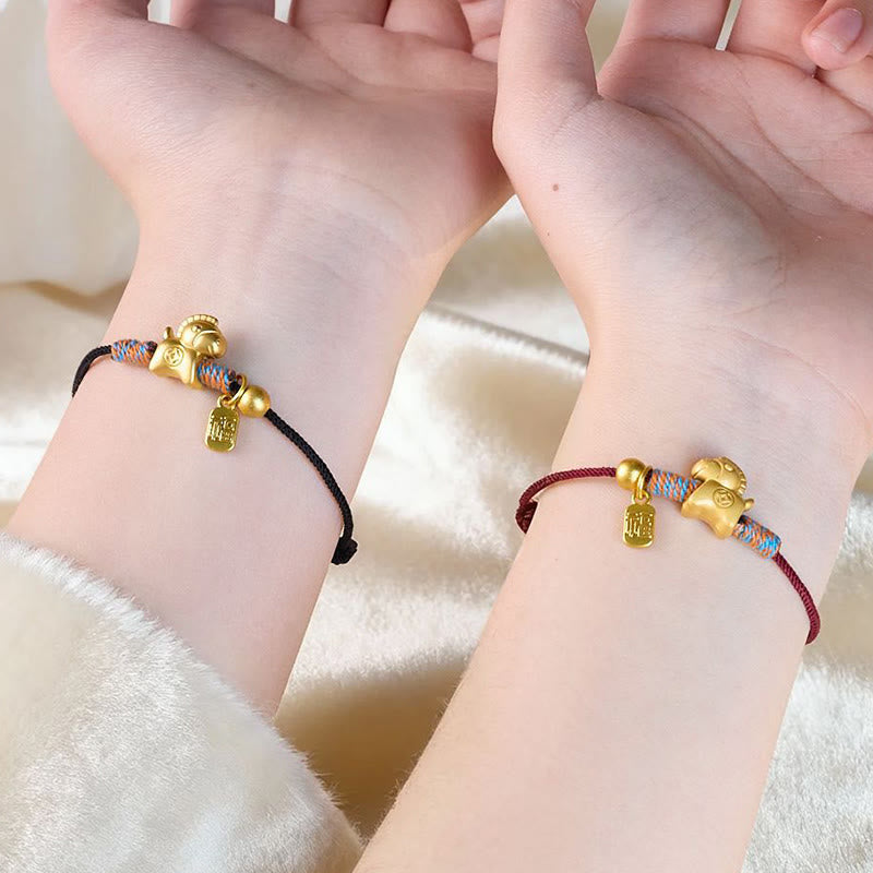 Year Of The Horse Fu Character Handwoven String Luck Connection Bracelet
