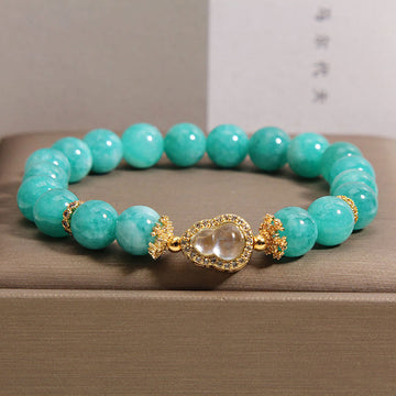 Amazonite Beaded Bracelet with Wu Lou Gourd Design for Emotional Balance