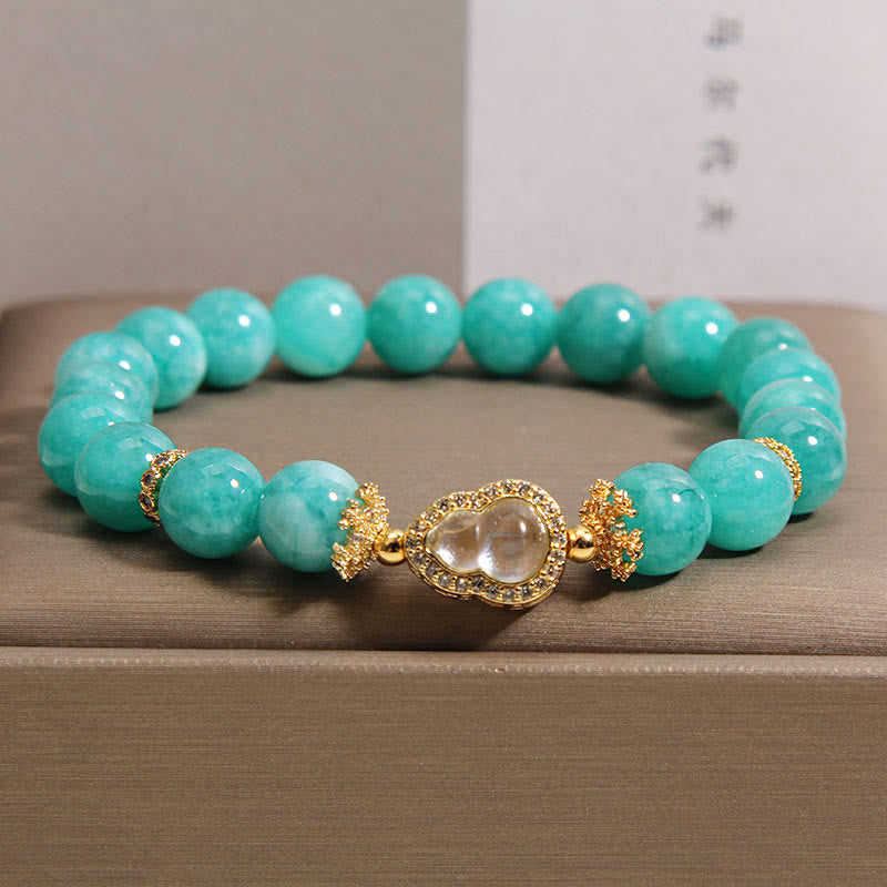 Amazonite Beaded Bracelet with Wu Lou Gourd Design for Emotional Balance
