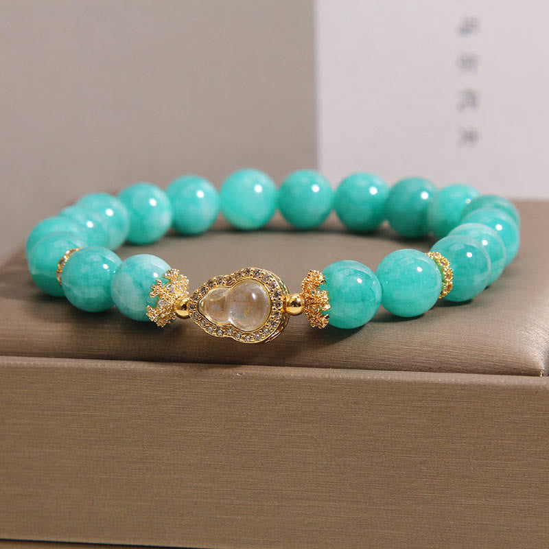 Amazonite Beaded Bracelet with Wu Lou Gourd Design for Emotional Balance