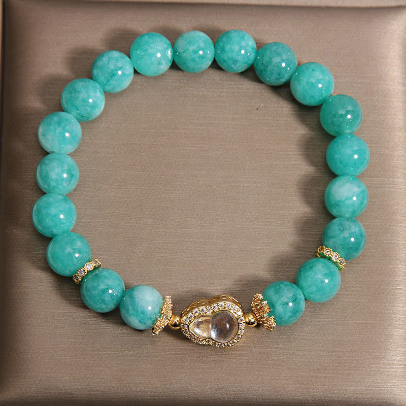 Amazonite Beaded Bracelet with Wu Lou Gourd Design for Emotional Balance