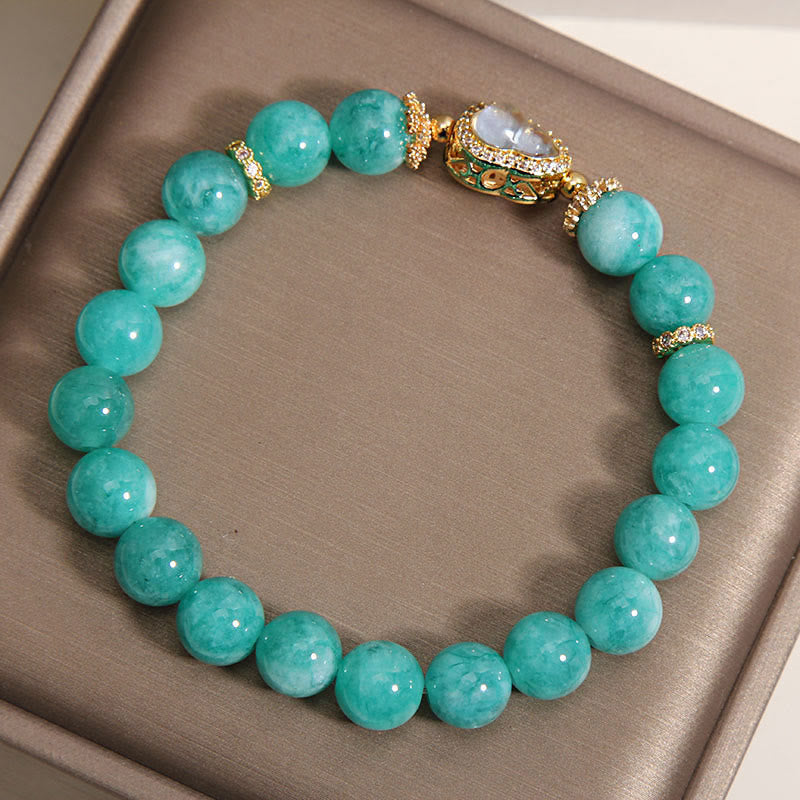 Amazonite Beaded Bracelet with Wu Lou Gourd Design for Emotional Balance