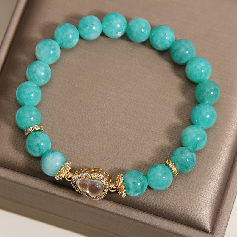 Amazonite Beaded Bracelet with Wu Lou Gourd Design for Emotional Balance