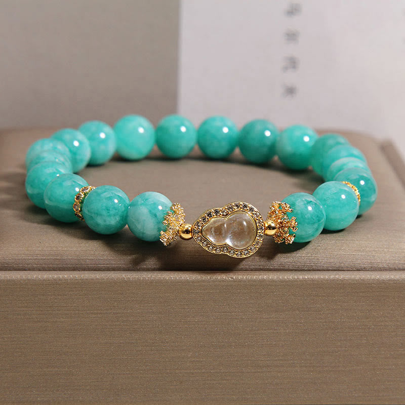 Amazonite Beaded Bracelet with Wu Lou Gourd Design for Emotional Balance
