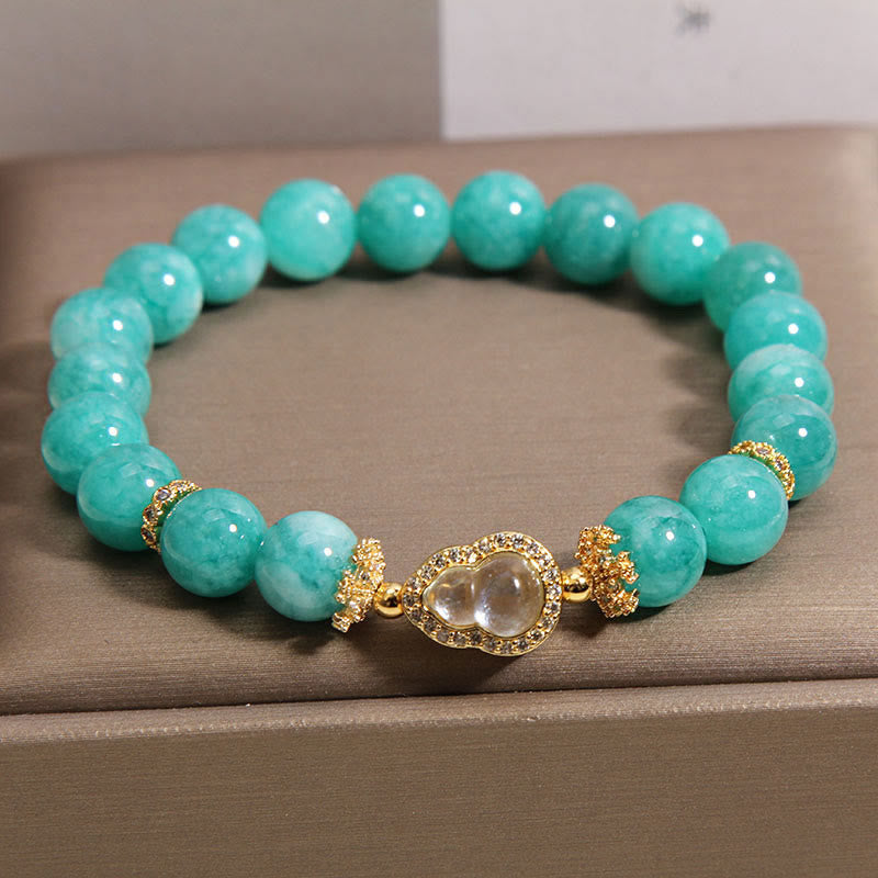 Amazonite Beaded Bracelet with Wu Lou Gourd Design for Emotional Balance