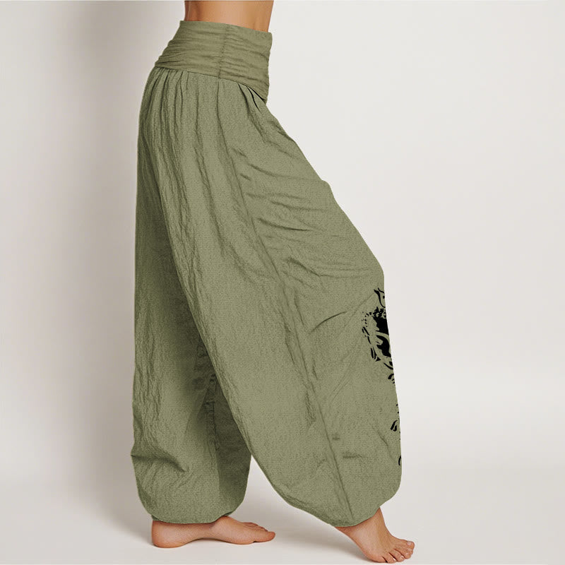Pure Cotton Abstract Om Print Mindful Yoga Harem Pants