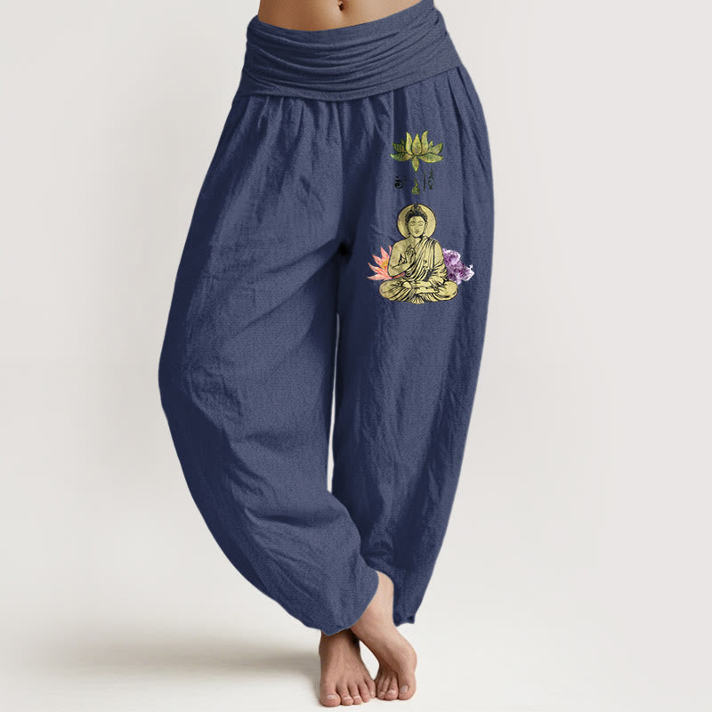 Pure Cotton Lotus Print Meditation Harem Pants