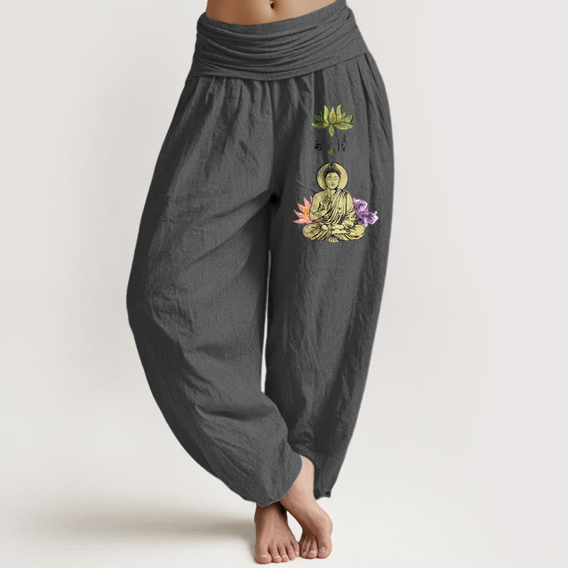 Pure Cotton Lotus Print Meditation Harem Pants