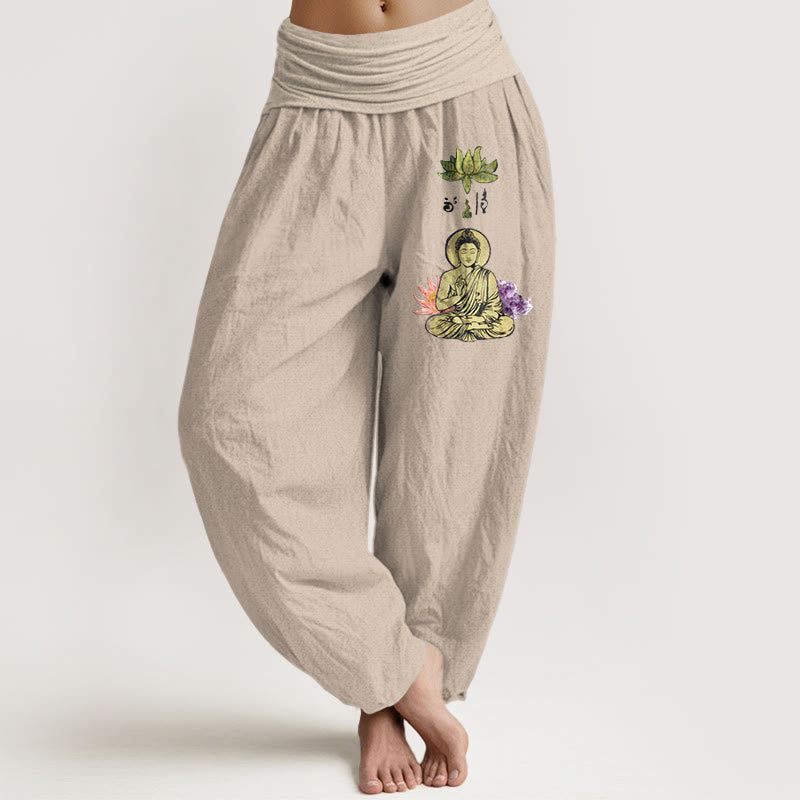 Pure Cotton Lotus Print Meditation Harem Pants