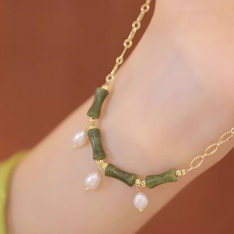 Tianshan Jade Bamboo Pearl Abundance Wealth Necklace Pendant