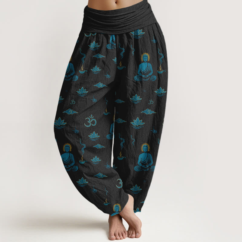 Tactile Cotton Pleated Waist Meditation Harem Pants