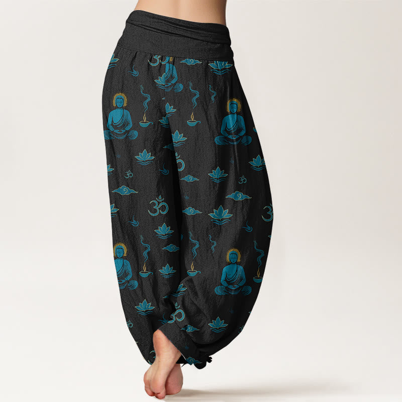 Tactile Cotton Pleated Waist Meditation Harem Pants