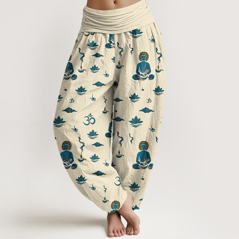 Tactile Cotton Pleated Waist Meditation Harem Pants