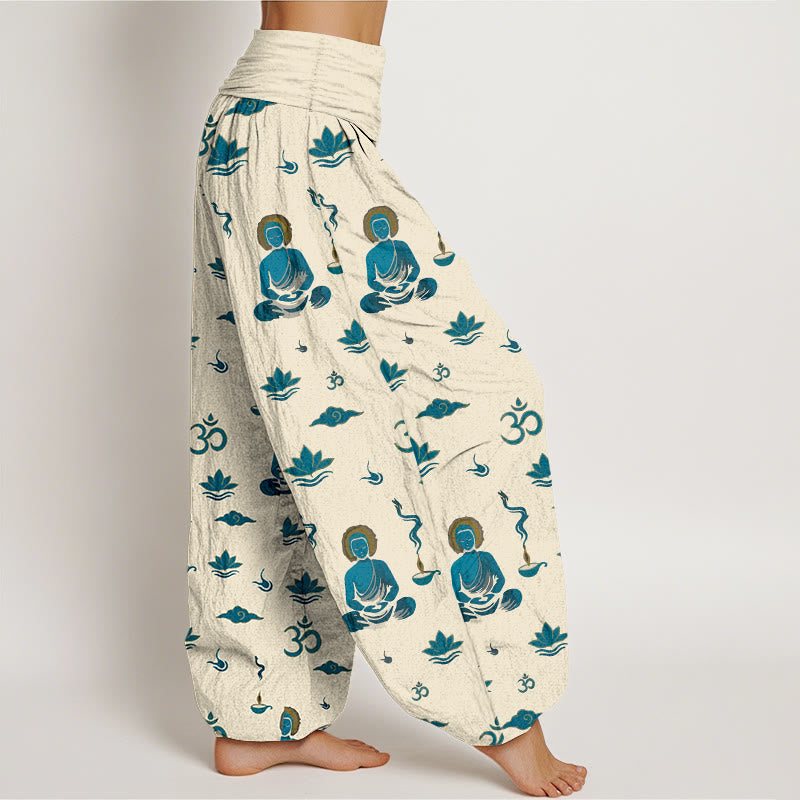 Tactile Cotton Pleated Waist Meditation Harem Pants