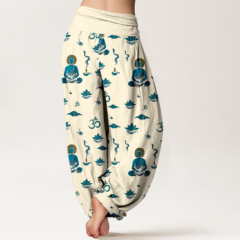 Tactile Cotton Pleated Waist Meditation Harem Pants